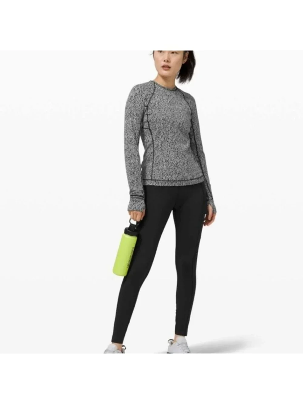 Lululemon Runderful Long Sleeve Scattered Herringbone Black White
